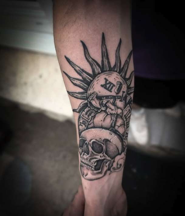 Tatouage avant-bras crâne - Enkrium